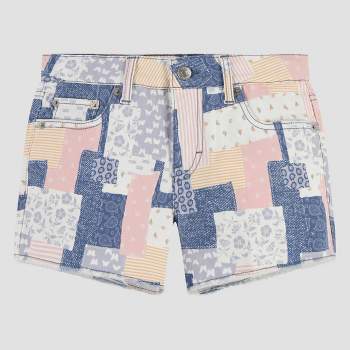 Levi's® Girls' Fray Printed Patchwork Shorts - Blue
