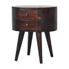 HomeRoots 21" Walnut Solid Wood Oval Two Drawer Nightstand - 4 of 4