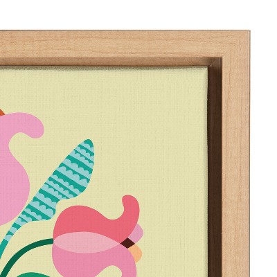 Mid Century Modern Tulips Print on Canvas with Natural Frame