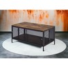 Vynxaria Antique Oak & Black Coffee Table, Foldable Design, 41"×21"×1" Shelf, 4 Metal Sliding Door Compartment, Sturdy Metal Frame - 4 of 4