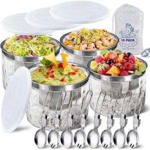 Aoibox 4-Pack Chilled Dip Bowl with Lid, Ice Serving Dish for Parties, Perfect for Hummus, Salsa, Guacamole, Sauces & Pasta - 1 of 4