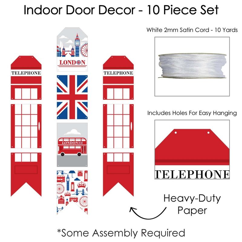 Big Dot of Happiness Cheerio, London - Hanging Vertical Paper Door Banners - British UK Party Wall Decoration Kit - Indoor Door Decor, 5 of 8