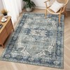 9x12 Washable Rug – Vintage Distressed Low Pile Ultra-Thin Non-Slip Non-Shedding Foldable Accent Carpet for Bedroom, Living Room, Denim - 2 of 4