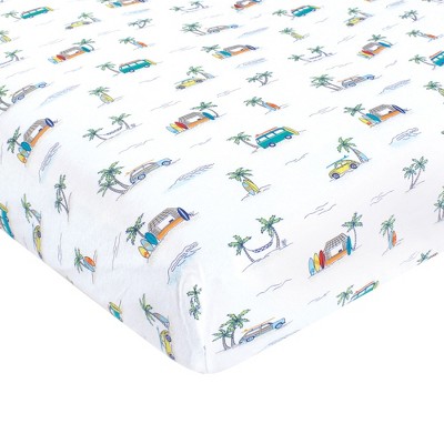 Hudson Baby Cotton Fitted Crib Sheet, Surfer Dude, One Size