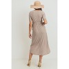 Hello Miz Women's Hi-Low Short Sleeve V Neck Maternity Wrap Dress with Belt - 4 of 4