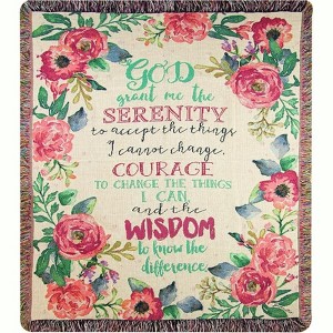 Manual Woodworks and Weavers Inspirational Collection Serenity Prayer Floral Tapestry Throw, 50 × 60 - 1 of 3