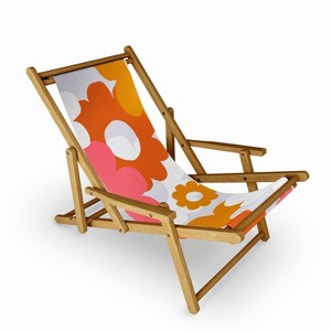 SunshineCanteen Flower Power 1960 Sling Chair - Deny Designs: Hardwood Frame, UV & Water-Resistant, No Assembly Required - 1 of 3