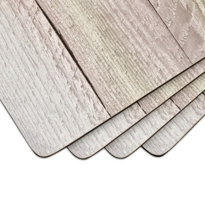 Rustic Driftwood Print Hardboard Placemats Set of 4