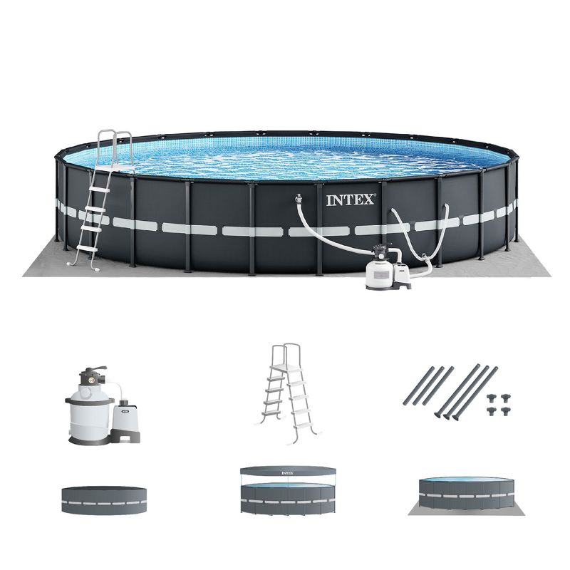 Intex Ultra XTR Frame 14'x42" Round Above Ground Outdoor Swimming Pool Set with Sand Filter Pump, Ground Cloth, Ladder, and Pool Cover, 1 of 7