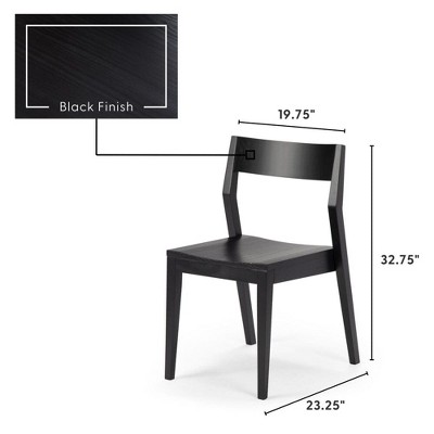 Black Solid Wood Modern Dining Chair Set of 2