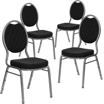  EMMA + OLIVER Trapezoidal Back Banquet Chair, Black