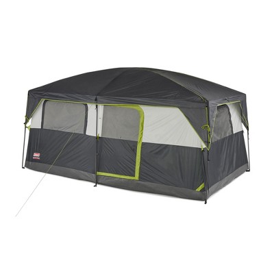 Coleman Prairie Breeze 9 Person 14 Foot by 10 Foot WeatherTec Camping Tent Equipped with Lighting and Fan, Vertical Walls, 6 Windows, and Rainfly