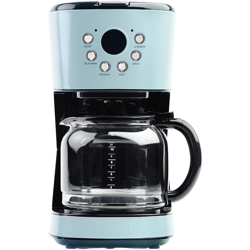 Haden Heritage 12 Cup Programmable Vintage Retro Home Coffee Maker Machine with Heritage 2 Slice Wide Slot Stainless Steel Bread Toaster, Turquoise, 3 of 8