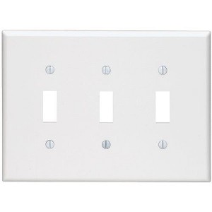 Leviton 3-Gang Smooth Plastic Mid-Way Toggle Switch Wall Plate, White - 1 of 1