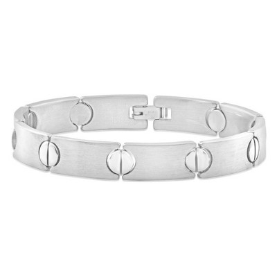 Pompeii3 Men's Steel Single Tone Flat Flexible Link 10mm  8" Bracelet
