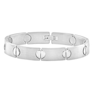 Pompeii3 Men's Steel Single Tone Flat Flexible Link 10mm  8" Bracelet - 1 of 3