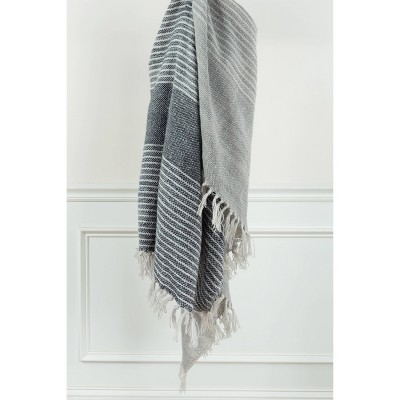 50"x60" Stripe Throw Blanket Dark Gray - Rizzy Home