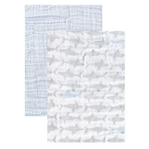 Yoga Sprout Baby Boy Cotton Muslin Swaddle Blankets, Shark, One Size - 1 of 1