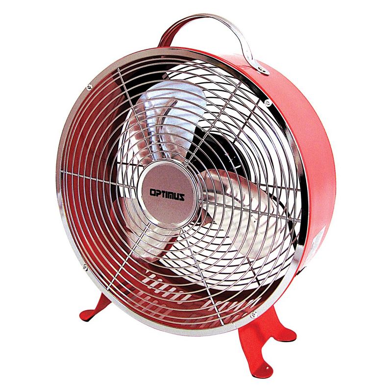 Optimus F-6310RD 10 Inch 2 SPeed Portable Retro Drum Fan in Red, 1 of 9
