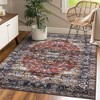Vintage Boho Washable Area Rugs Soft Medallion Distressed Rug Carpet - 2 of 4