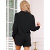 cheibear Women's Waffle Knit Long Sleeve Top and Shorts with Pockets Pajamas Sets 2 Pcs - 3 of 4