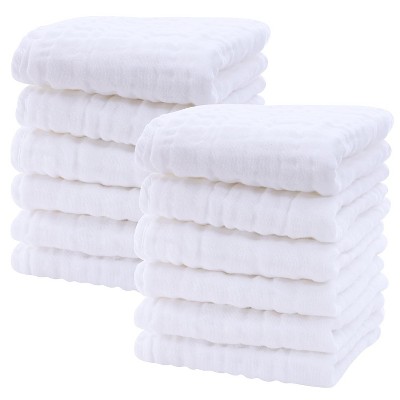 12 Pack Baby Muslin Washcloths - Soft Face Cloths for Newborn, Absorbent Bath Wash Cloths, Wipes