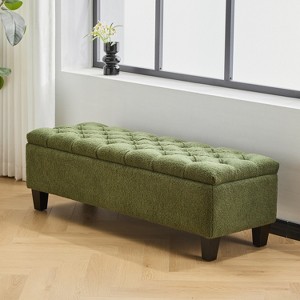 Bella Depot  50.75'' Ottoman Bench with Storage Boucle Surface, Rubber Wood Legs, 300 lbs Capacity - 1 of 4
