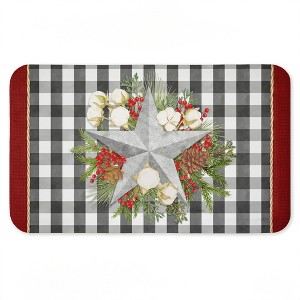 Stupell Industries Gingham & Floral Star Shape Printed Anti-Fatigue Floor Mat, design by Nicole Tamarin, 30"x18" - 1 of 4