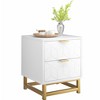 Whizmax Nightstand with 2 Drawer Bedside Table [Golden Handle] [Golden Base] [Diamond Style] for Bedroom, The Living Room, White - 2 of 4