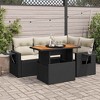 vidaXL Patio Sofa Set with Cushions Table and Storage Seats 5 Piece Poly Rattan - Black and Cream with Storage - 2 of 4