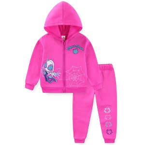 Marvel Spider-Gwen Ghost Spider Girls Zip Up Hooded Sweatshirt and Pants Set for Toddler and Big Kids - 1 of 4