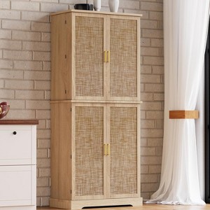 Jojoka 72''Kitchen Pantry Cabinet with Adjustable Shelves,Tall Storage Cabinet with 4 Doors and 1 Drawer for Kitchen,Light Oak - 1 of 4