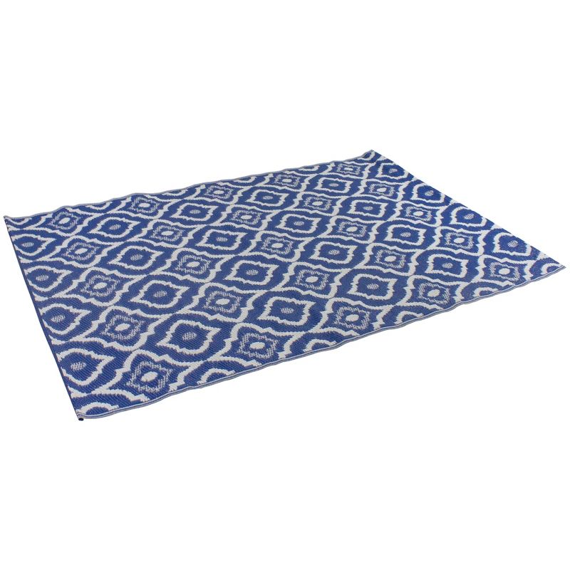 Northlight 4' x 6' Blue and White Geometric Rectangular Outdoor Area Rug, 3 of 5