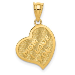 Black Bow Jewelry 14k Yellow Gold Mom I Love You/Cross Reversible Heart Pendant, 14mm - 1 of 4