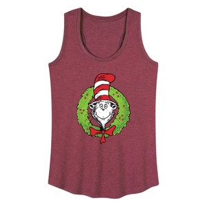 Women's The Cat in the Hat Cat Wreath Graphic Racerback Tank - Heather Burgundy - 1X - 1 of 4