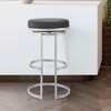 30" Vander Faux Leather and Brushed Stainless Steel Swivel Bar Stool, 360¡ã Rotation, Minimalist Design with Intricate Frame - 2 of 4