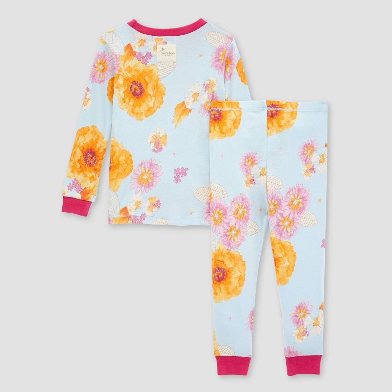 Burt's Bees Baby® Toddler Girls' 2pc Organic Cotton Tight Fit Pajama Set, 2 of 5