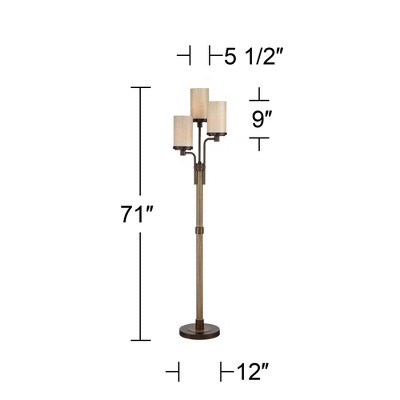 Bronze Faux Wood Multi-Head Torchiere Floor Lamp