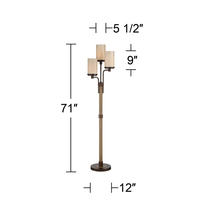 Franklin Iron Works Astoria Rustic Farmhouse Floor Lamp 71" Tall Bronze Faux Wood 3 Light Tree Tea Alabaster Glass for Living Room Bedroom Office Home, 5 of 11