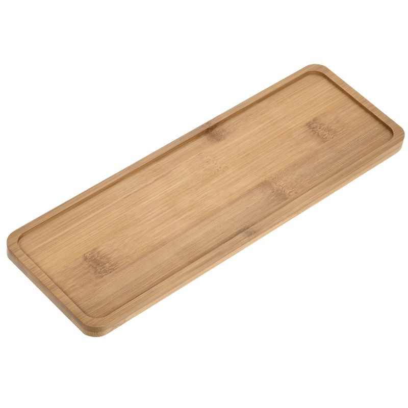 Unique Bargains Indoors Bamboo Rectangular Plant Pot Saucer Flower Drip Tray 28x9.5cm Wood Color 1Pc, 1 of 6