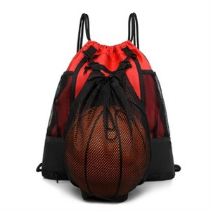 Generic Drawstring Basketball Backpack for Boys & Girls, Soccer Foldable Football Volleyball Bag Sackpack Sports Sack with Detachable Ball Mesh Bag - 1 of 4