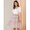 Allegra K Women's Floral Print Smocked Elastic Waist Midi Flowy Tiered Ruffle Skirt - 4 of 4