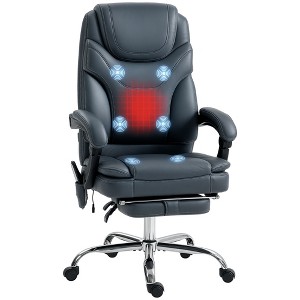 Vinsetto Vibration Massage Office Chair with Heat, Adjustable Height, High  Back, Footrest, PU Leather Comfy Computer Desk Chair, Gray : Target