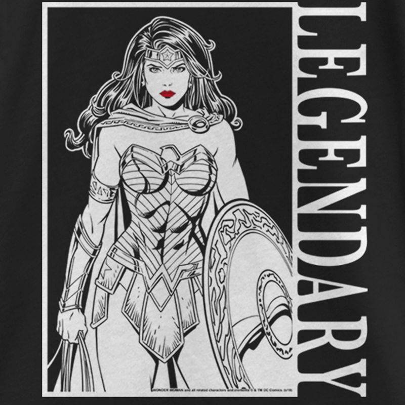 Girl's Wonder Woman Legendary Black and White Poster T-Shirt, 2 of 5