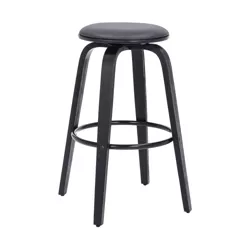 30" Harbor Backless Swivel Faux Leather Wood Counter Height Barstool Gray/Black - Armen Living