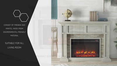 48'' Light Gray Freestanding Electric Fireplace with Realistic Flame