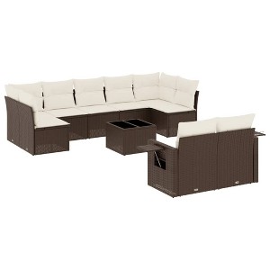 vidaXL Garden Sofa Set Brown PE rattan, powder-coated steel, tempered glass - 1 of 4