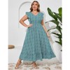 Coolmee Women's Plus Size Summer Boho Dress Ruffle Cap Sleeveless V Neck Long Beach Maxi Dress - 2 of 4
