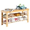 Karl Home 3-Tier Brown Bamboo 35.43in. W Shoe Rack Shoe Storage Bench - 2 of 4
