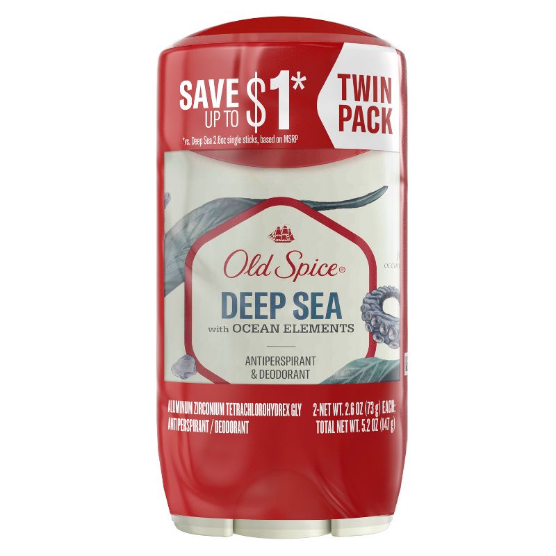 Old Spice Invisible Solid Antiperspirant Deodorant for Men - Deep Sea - Sea Mineral Scent - 2.6oz/2pk, 1 of 9